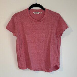 Uniqlo 100% Linen Pink Short Sleeve T-Shirt, Size S